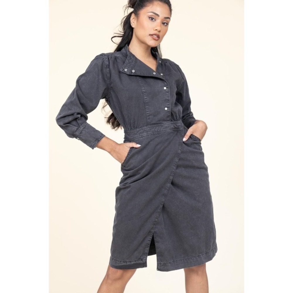 NEW Ba&sh | Denim Dress Robe Bakie Blackstone Sz M/6